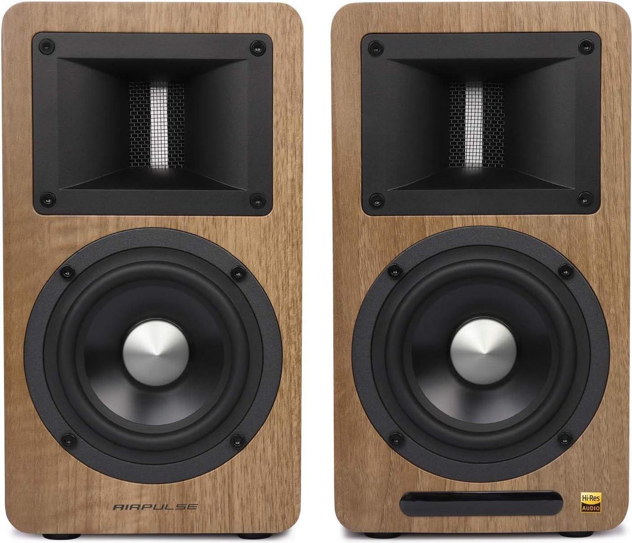 Alt view image 2 of 7 - Airpulse A80 Hi-Res Audio Certified Active Speaker System, Built-in Amplifier, Optical, Sub Out, Bluetooth 5.0 aptX, AUX, PC, and USB Inputs - Pair