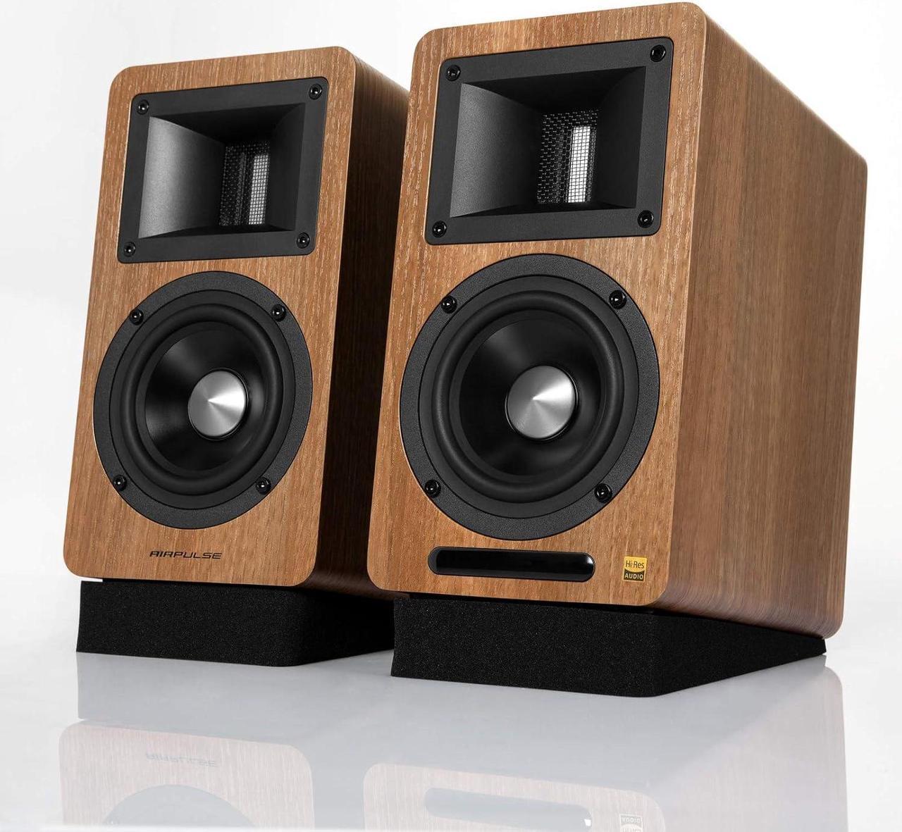 Alt view image 5 of 7 - Airpulse A80 Hi-Res Audio Certified Active Speaker System, Built-in Amplifier, Optical, Sub Out, Bluetooth 5.0 aptX, AUX, PC, and USB Inputs - Pair