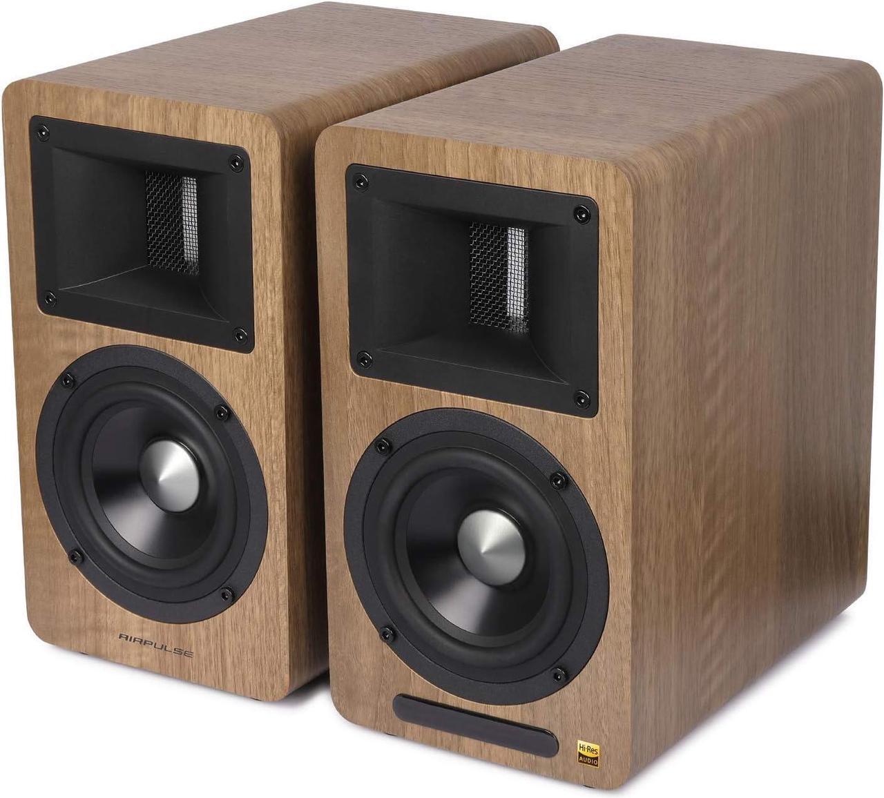 Alt view image 3 of 7 - Airpulse A80 Hi-Res Audio Certified Active Speaker System, Built-in Amplifier, Optical, Sub Out, Bluetooth 5.0 aptX, AUX, PC, and USB Inputs - Pair