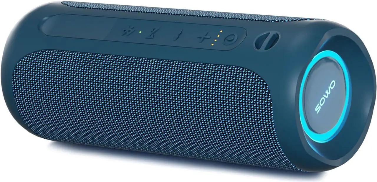 Main image of Portable Bluetooth Speaker, IPX7 Waterproof Wireless Bluetooth Speaker, Bassboom Technology, 25W Loud Stereo Sound, LED Light with TWS Pairing, 16H Playtime for Home and Outdoor -Blue