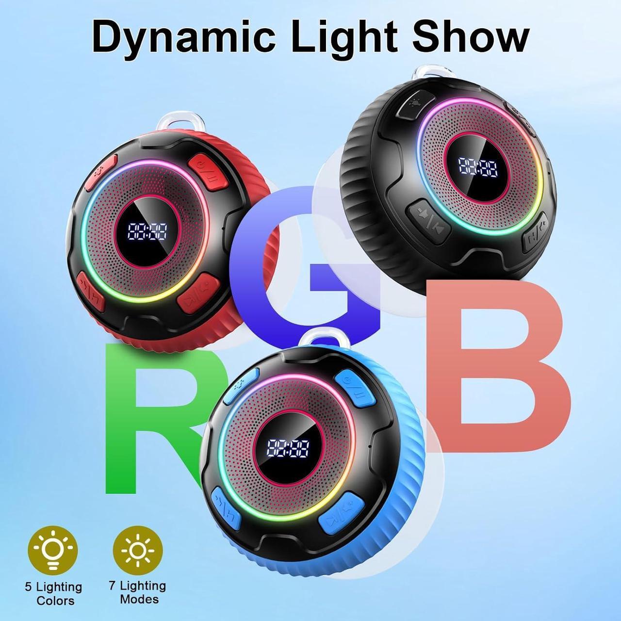 Alt view image 7 of 7 - Bluetooth Shower Speaker, 2024 Portable Speakers Bluetooth 5.3 IPX7 Waterproof Wireless Speaker with LED Light, 360° Sound Mini Portable Speaker with Suction Cup and Hand Free Mic for Bathroom/Outdoor