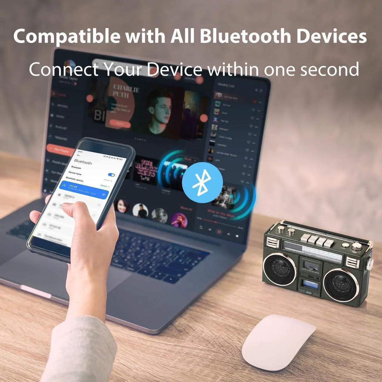 Alt view image 3 of 7 - ANTPO Retro Vintage Radio Bluetooth Speakers Vintage Decor Small Wireless Speakers Stereo Radio Portable FM with Rich Bass Speakers Support TF Card for Home/Outdoor/Gift