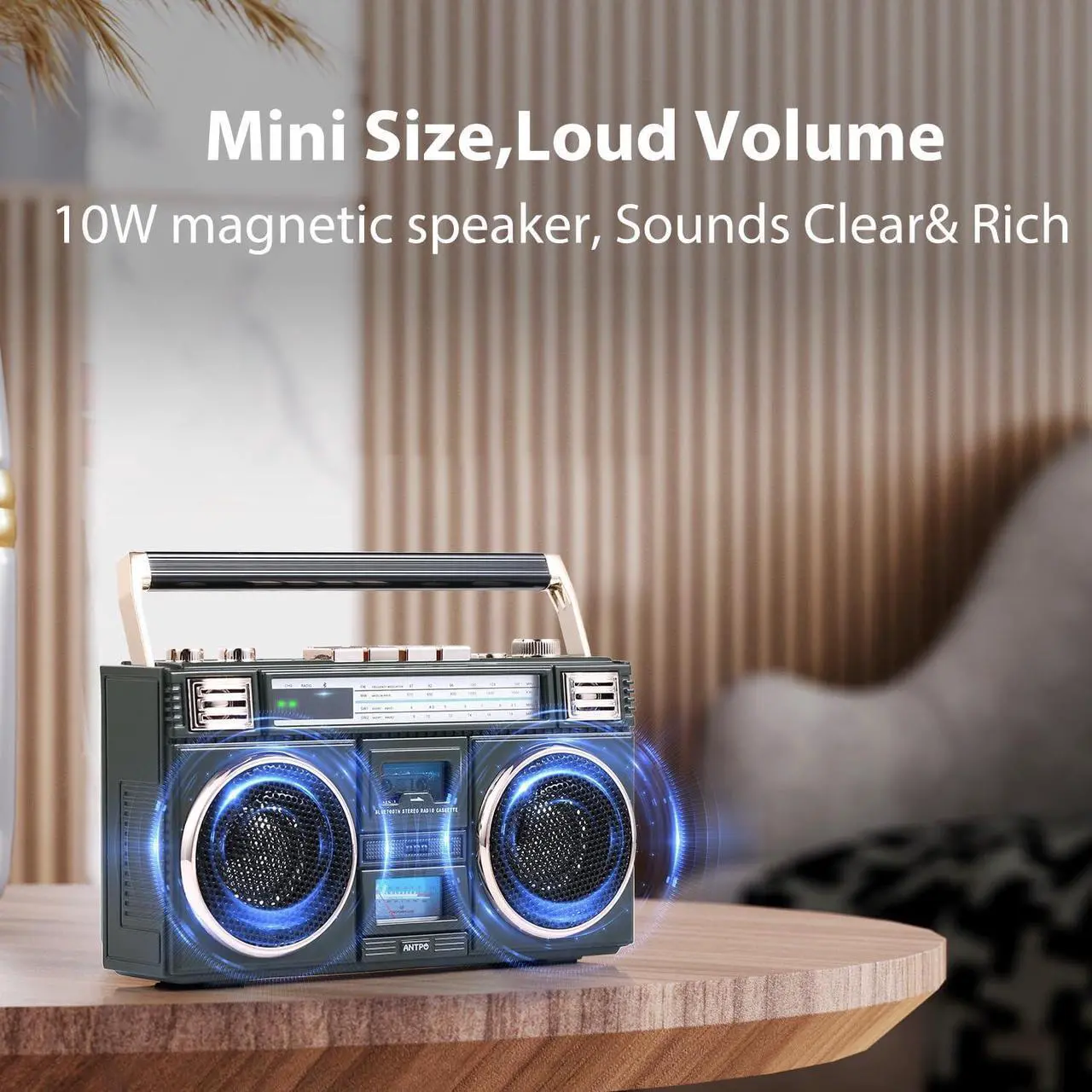Alt view image 4 of 7 - ANTPO Retro Vintage Radio Bluetooth Speakers Vintage Decor Small Wireless Speakers Stereo Radio Portable FM with Rich Bass Speakers Support TF Card for Home/Outdoor/Gift