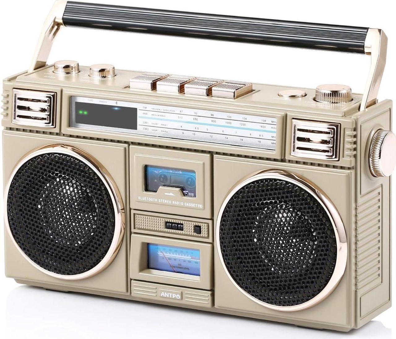 Main image of ANTPO Retro Vintage Radio Bluetooth Speakers Vintage Decor Small Wireless Speakers Stereo Radio Portable FM with Rich Bass Speakers Support TF Card for Home/Outdoor/Gift