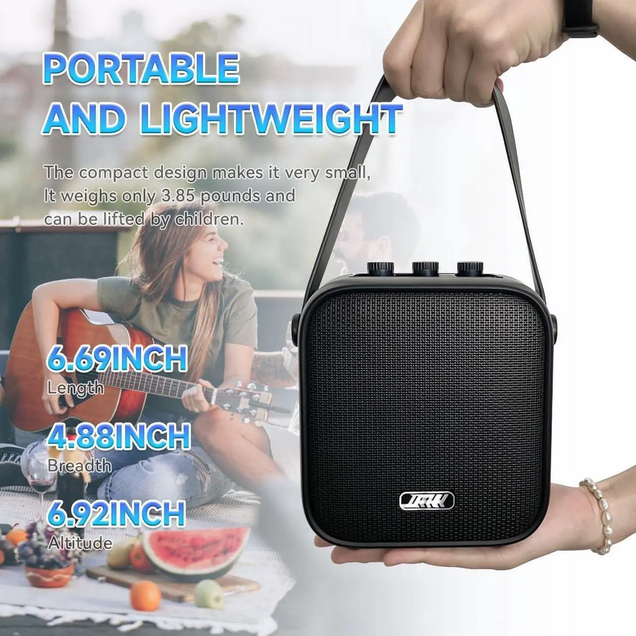 Alt view image 5 of 6 - JFH Portable Bluetooth Speaker with Wireless Microphone,80W Peak Speaker with Remote, Bluetooth 5.3 Outdoor Speakers, Wireless Stereo Pairing, Portable Speaker for PartyHome,Travel