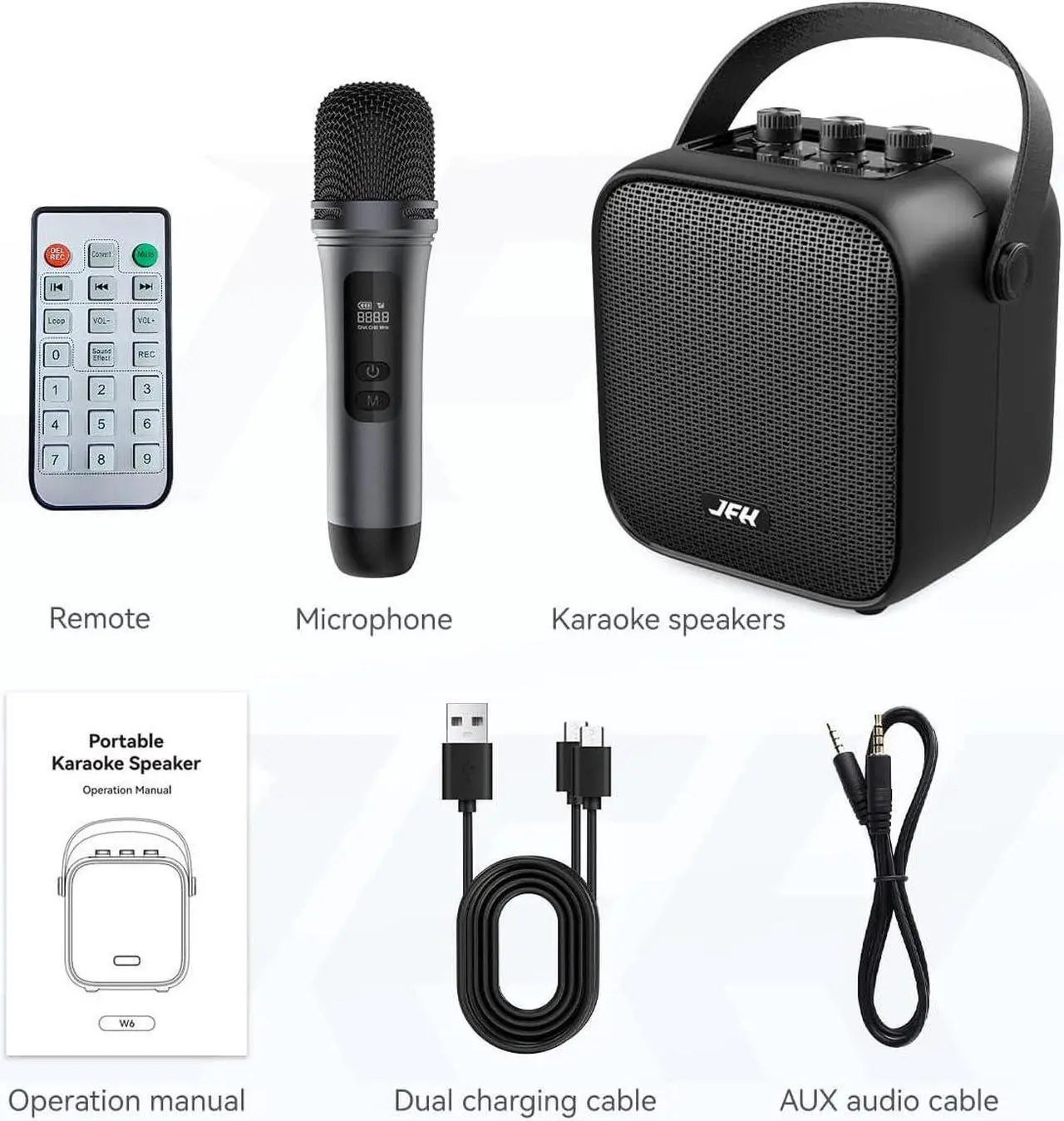 Alt view image 6 of 6 - JFH Portable Bluetooth Speaker with Wireless Microphone,80W Peak Speaker with Remote, Bluetooth 5.3 Outdoor Speakers, Wireless Stereo Pairing, Portable Speaker for PartyHome,Travel