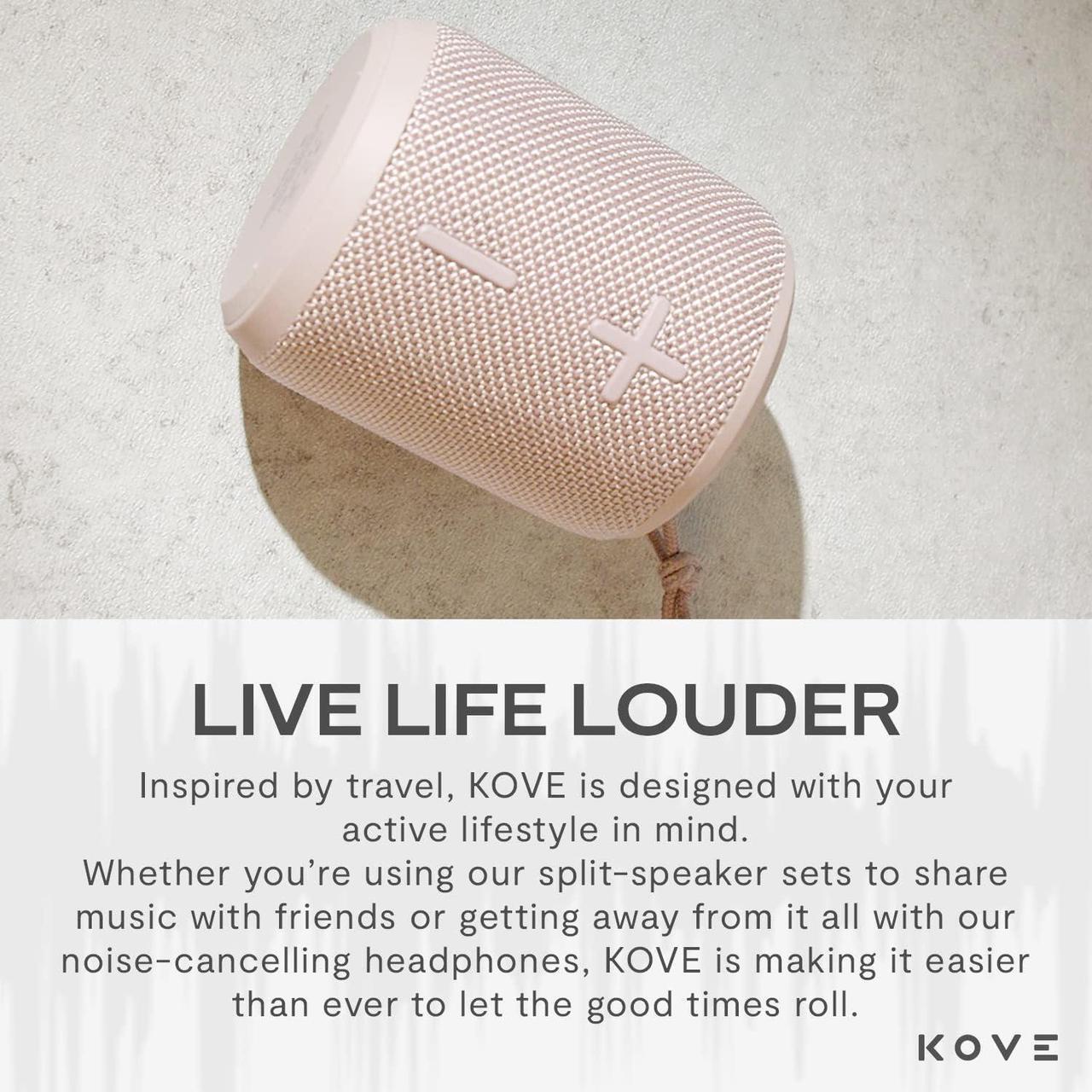 Alt view image 6 of 7 - KOVE Mini Commuter 2 Portable Speaker - Pink Bluetooth Speakers, Wireless with HD Louder Volume, Deep Bass Subwoofer, Microphone, IPX7 Water Resistant - Perfect Boom Box for Home, Outdoor or Travel