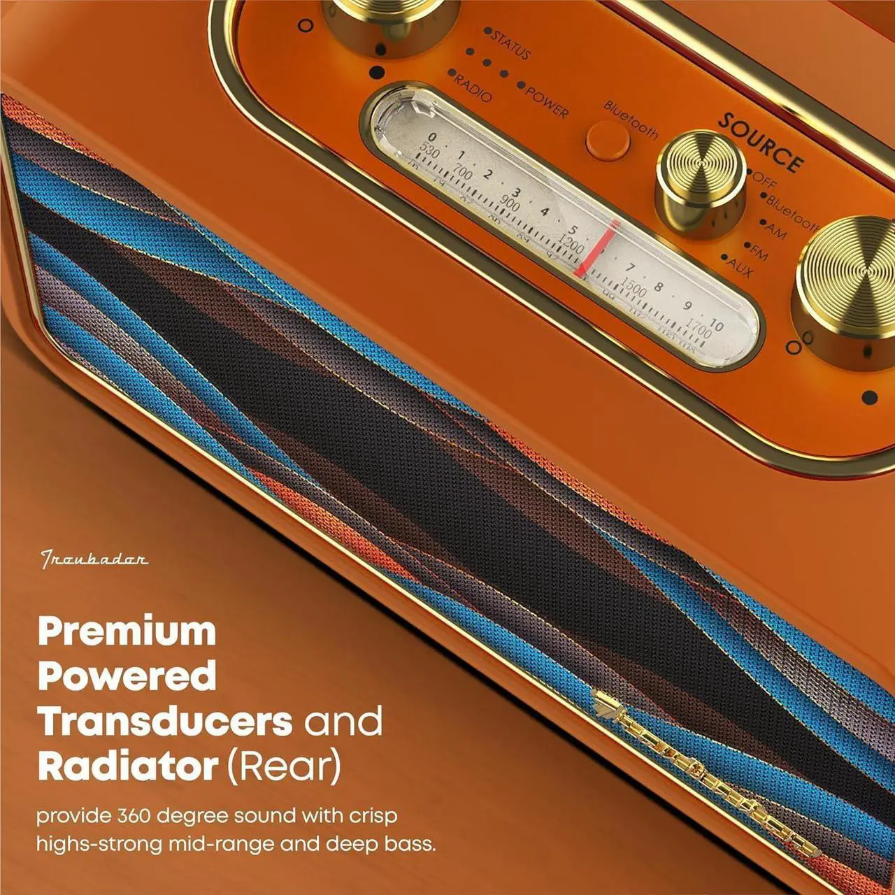 Alt view image 4 of 7 - Bluetooth Speaker Vintage Retro Bluetooth Speaker Portable Bluetooth Speaker Small Wireless Bluetooth Speaker Old Fashion Style Vintage Classic Wooden Speaker Retro Decor Speaker (Retro Orange)