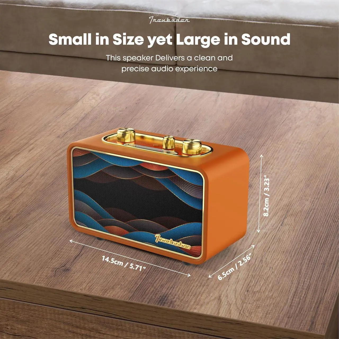Alt view image 6 of 7 - Bluetooth Speaker Vintage Retro Bluetooth Speaker Portable Bluetooth Speaker Small Wireless Bluetooth Speaker Old Fashion Style Vintage Classic Wooden Speaker Retro Decor Speaker (Retro Orange)