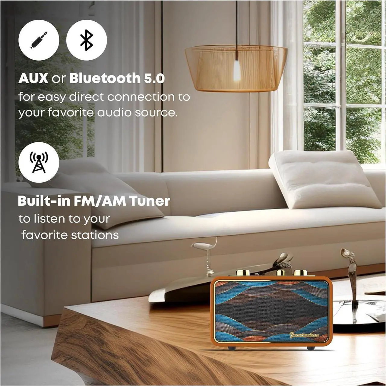 Alt view image 7 of 7 - Bluetooth Speaker Vintage Retro Bluetooth Speaker Portable Bluetooth Speaker Small Wireless Bluetooth Speaker Old Fashion Style Vintage Classic Wooden Speaker Retro Decor Speaker (Retro Orange)