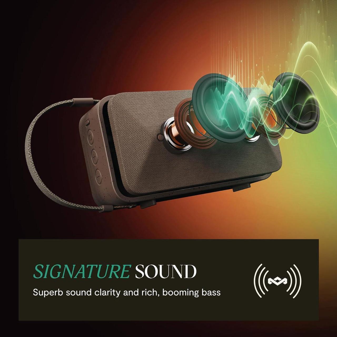 Alt view image 2 of 7 - House of Marley Rise Up Solar Bluetooth Speaker, IP67 Waterproof, 14H Playtime, Solar Charging, Quick Charge, Eco-Friendly Recycled Materials, Bamboo Design & Bottle Opener (Cream)