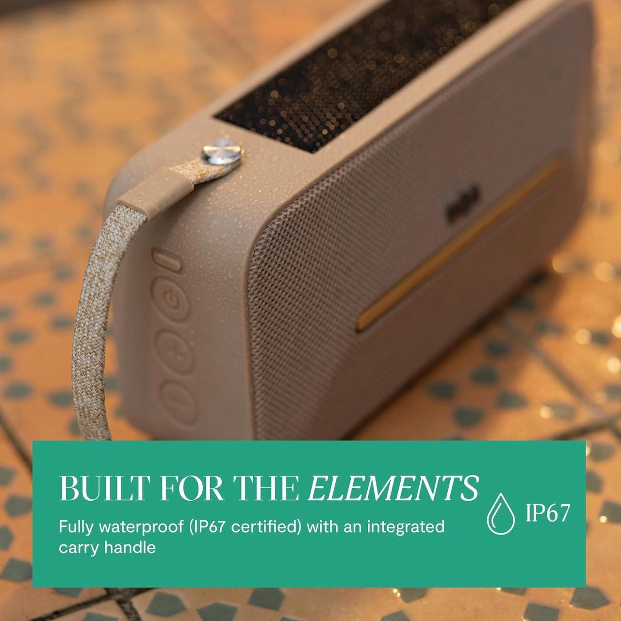 Alt view image 4 of 7 - House of Marley Rise Up Solar Bluetooth Speaker, IP67 Waterproof, 14H Playtime, Solar Charging, Quick Charge, Eco-Friendly Recycled Materials, Bamboo Design & Bottle Opener (Cream)