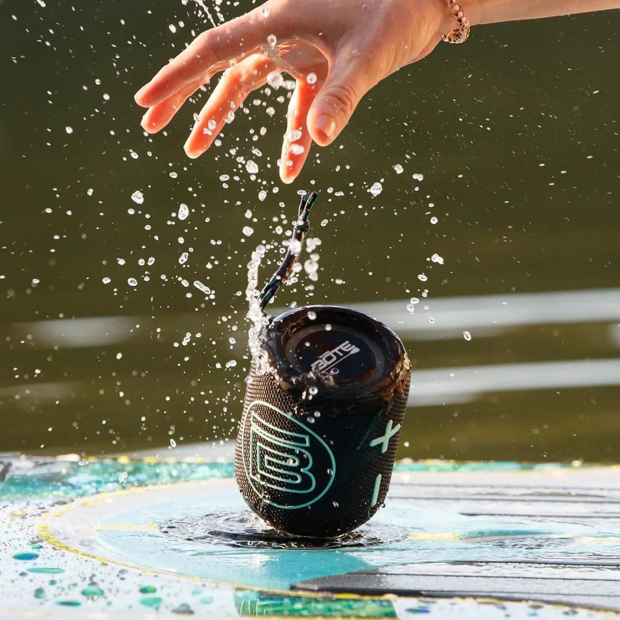 Alt view image 4 of 7 - BOTE Paddle Board Waterproof MagneBoom Swell Bluetooth Speaker Watersports SUP Surf Boating Lake Float Docks Beach Universal Portable Sound Device 6 Hour Playtime