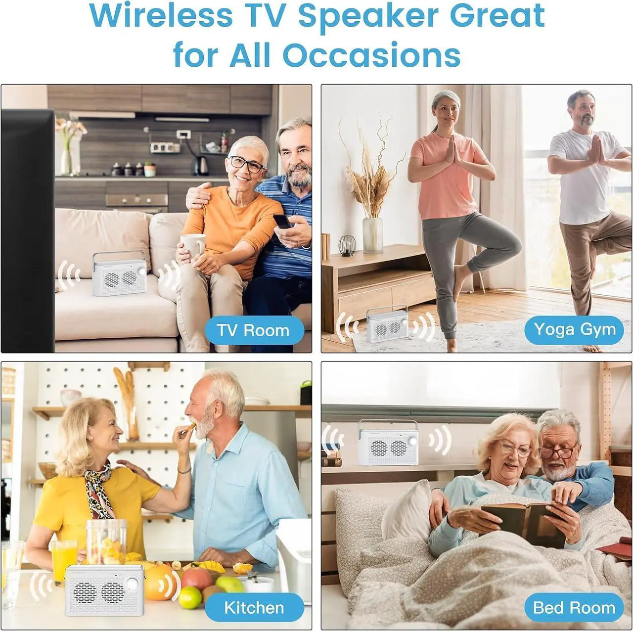 Alt view image 5 of 7 - Tosima TV-8000W Wireless TV Speakers for Hard of Hearing, Portable TV Soundbox, Seniors Hearing Speaker for TV with Headphone Jack