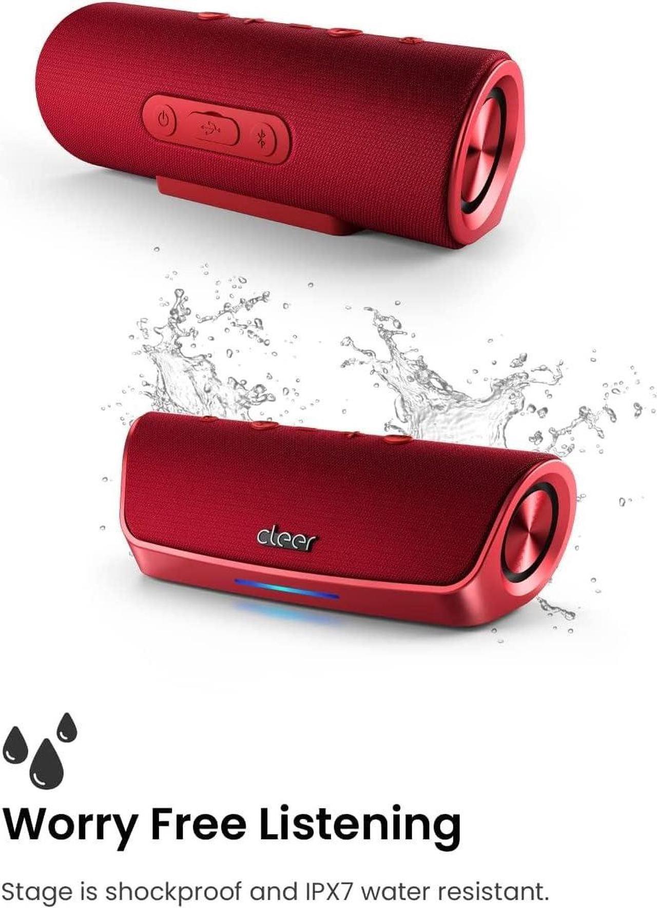 Alt view image 4 of 7 - Cleer Scene Portable Bluetooth Speaker,IPX7 Waterproof,Powerful Sound and Deep Bass,Built-in Echo and Noise Canceling Microphone,12 Hours Battery,for Office,Home,Outdoors and Travel-Red