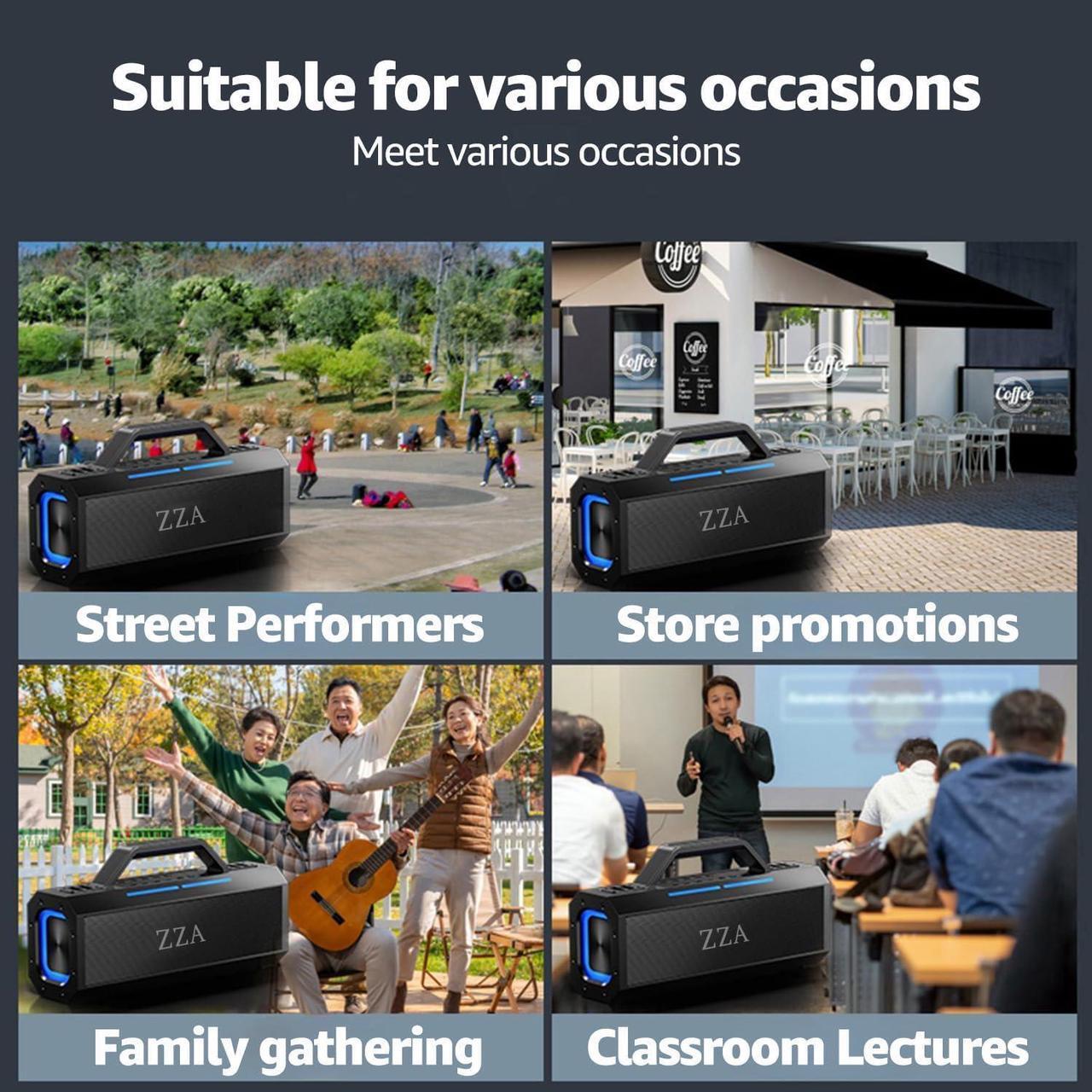 Alt view image 3 of 7 - Portable Bluetooth Speakers, 60W Peak Wireless Outdoor Speaker with Subwoofer, Deep Bass, 18000mah Power Bank, IPX6 Waterproof,3 Lighting Mode, 100dB Loud Party Speakers for Camping, Beach, Garage