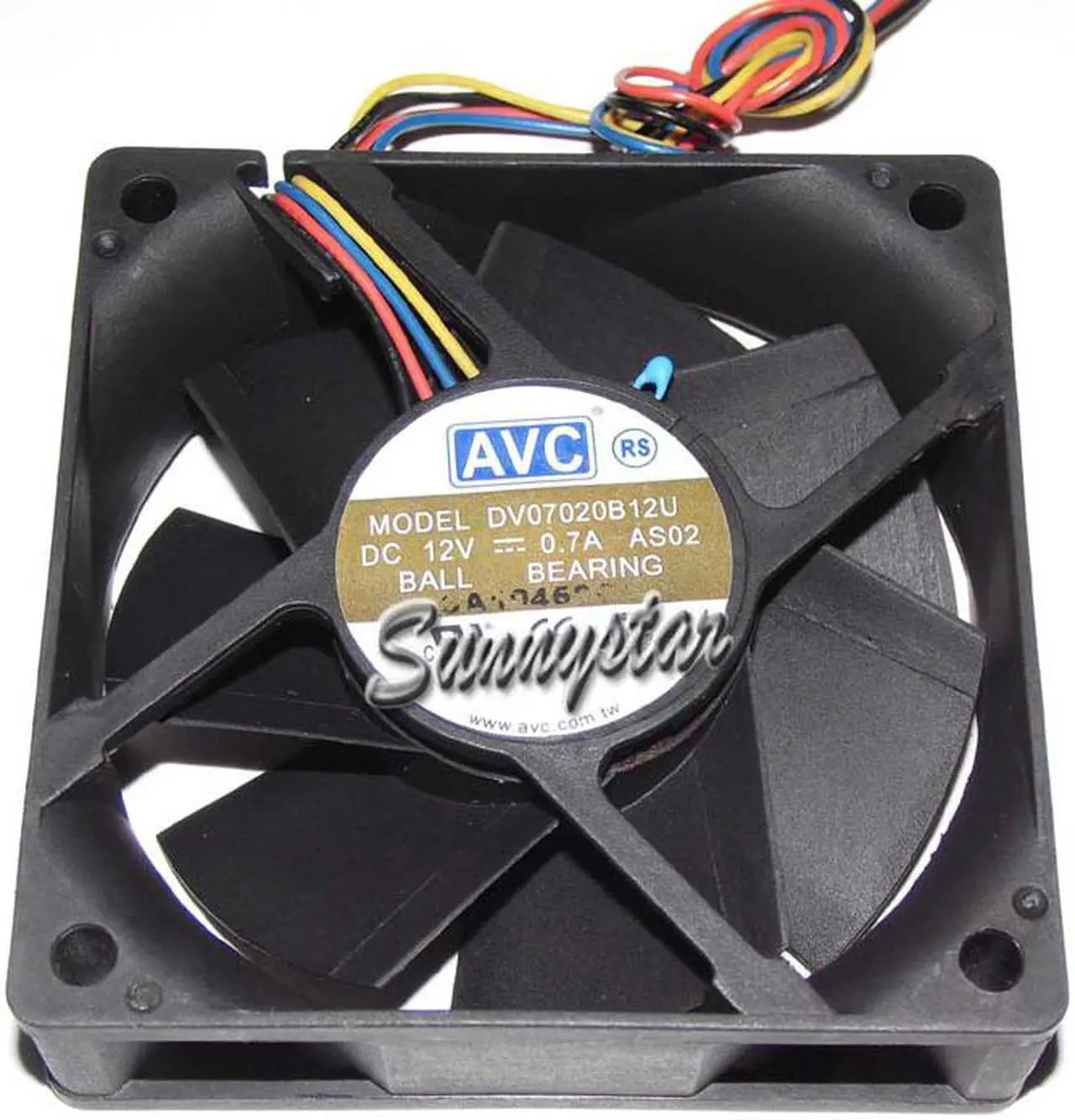 Alt view image 2 of 7 - 70MM CPU Cooling AVC 7020 DV07020B12U AS02 12V 0.7A 4 Wires 7CM Case Fan 70*20mm