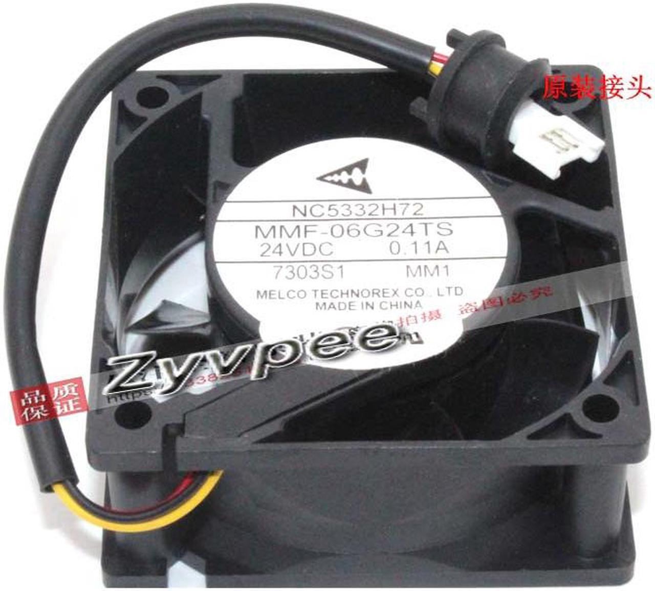 Alt view image 6 of 7 - Zyvpee Melco 6CM NC5332H72 MMF-06G24TS MM1 24V 0.11A 3 Wires 3 pins case fan 6cm ABB PLC fan