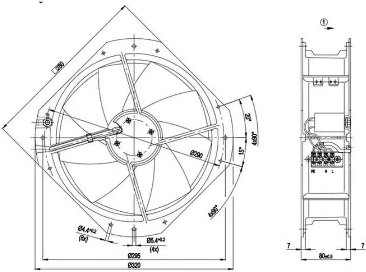 Alt view image 6 of 6 - Zyvpee W2E250-HL06-01/G03 230V 0.56A 127W 2550RPM Axial Cooling Fan 280x80mm