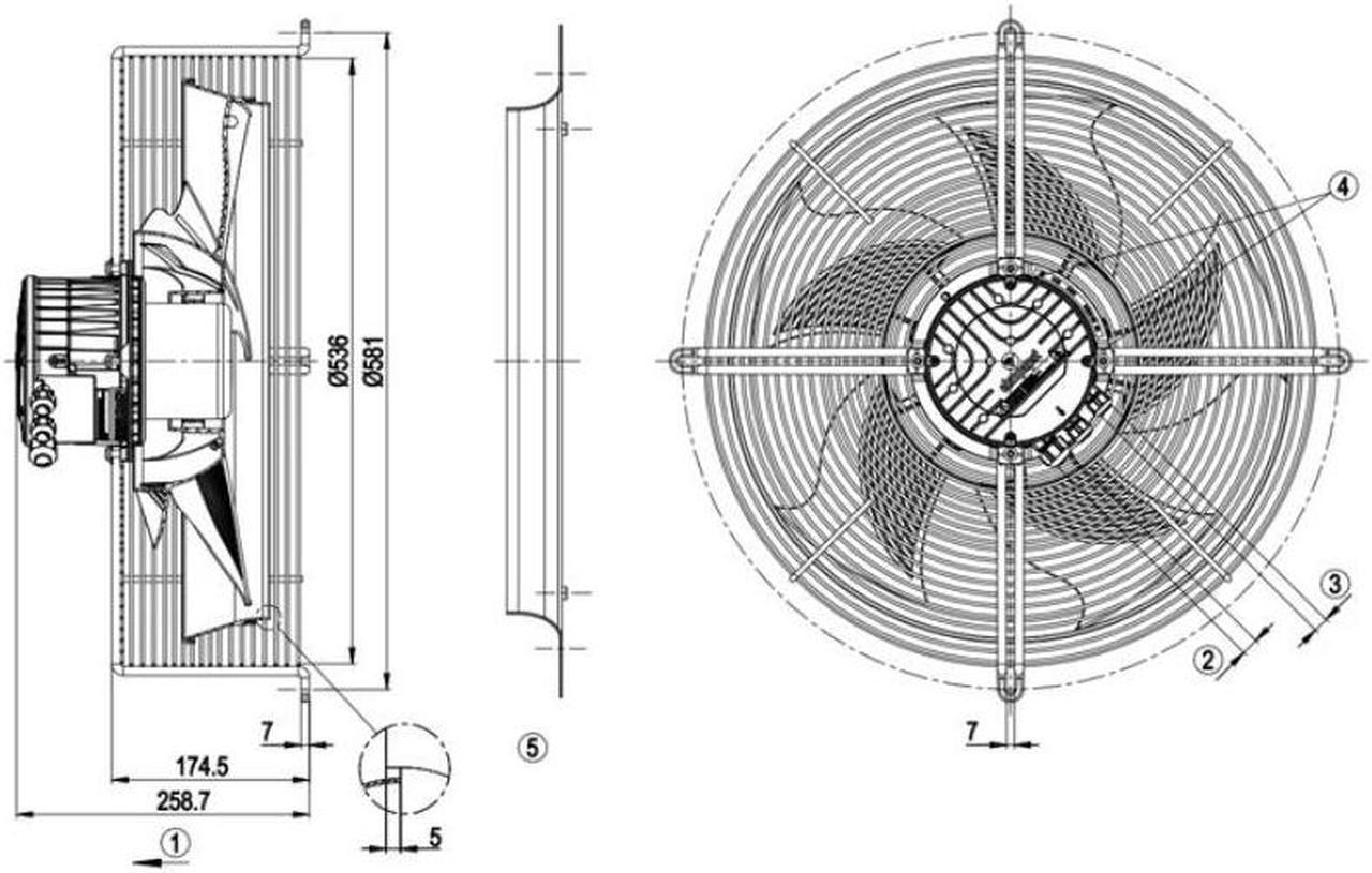 Alt view image 4 of 4 - Zyvpee S3G450-LL07-M7 380-480V 0.85A 530W 1520RPM EC External Rotor Axial Flow Fan