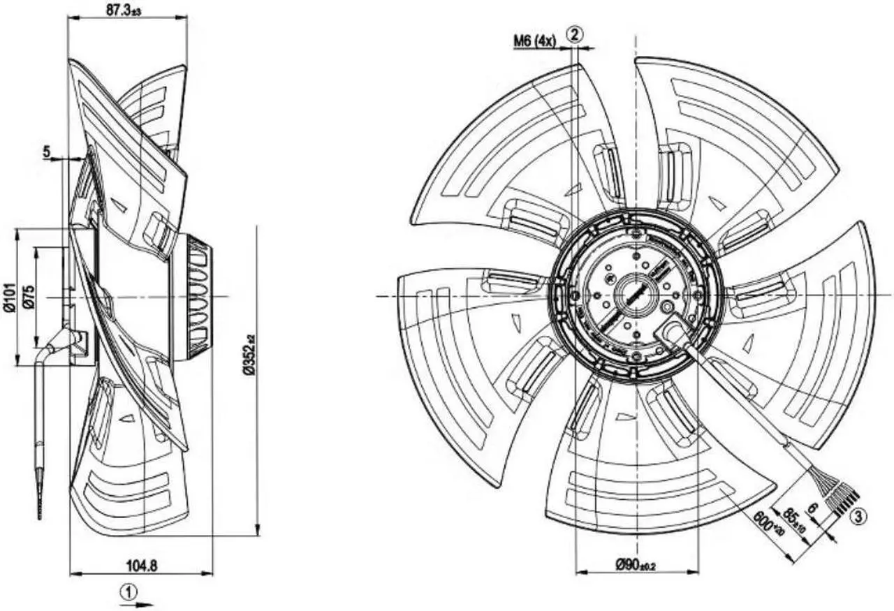 Alt view image 4 of 4 - Zyvpee A4D350-AN08-02 230V 0.64/0.70A 170/230W 1370/1520RPM External Rotor axial Flow Fan