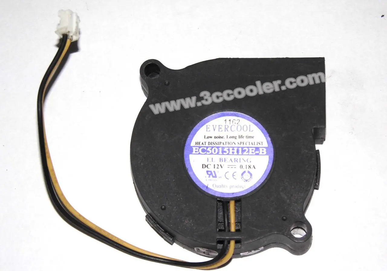 Main image of EVERCOOL EC5015H12E-B 12V 0.18A 2 Wires 2 Pins Connector Cooling fan, Blower