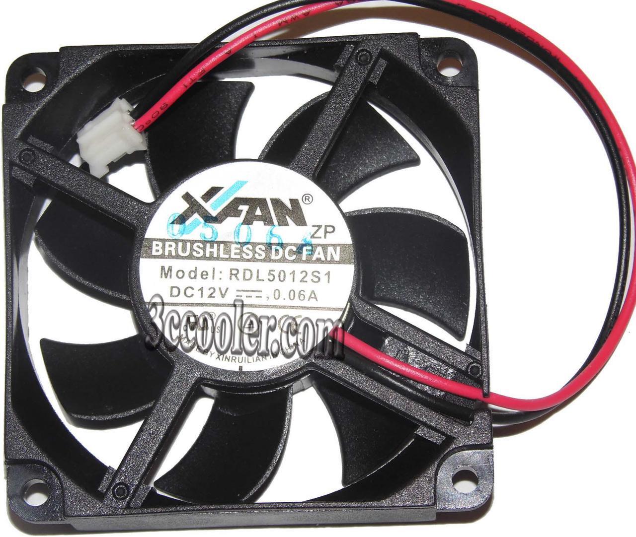 Main image of XFan 5CM RDL5012S1 12V 0.06A 2 wires 2 pins case fan router/switch cpu cooler