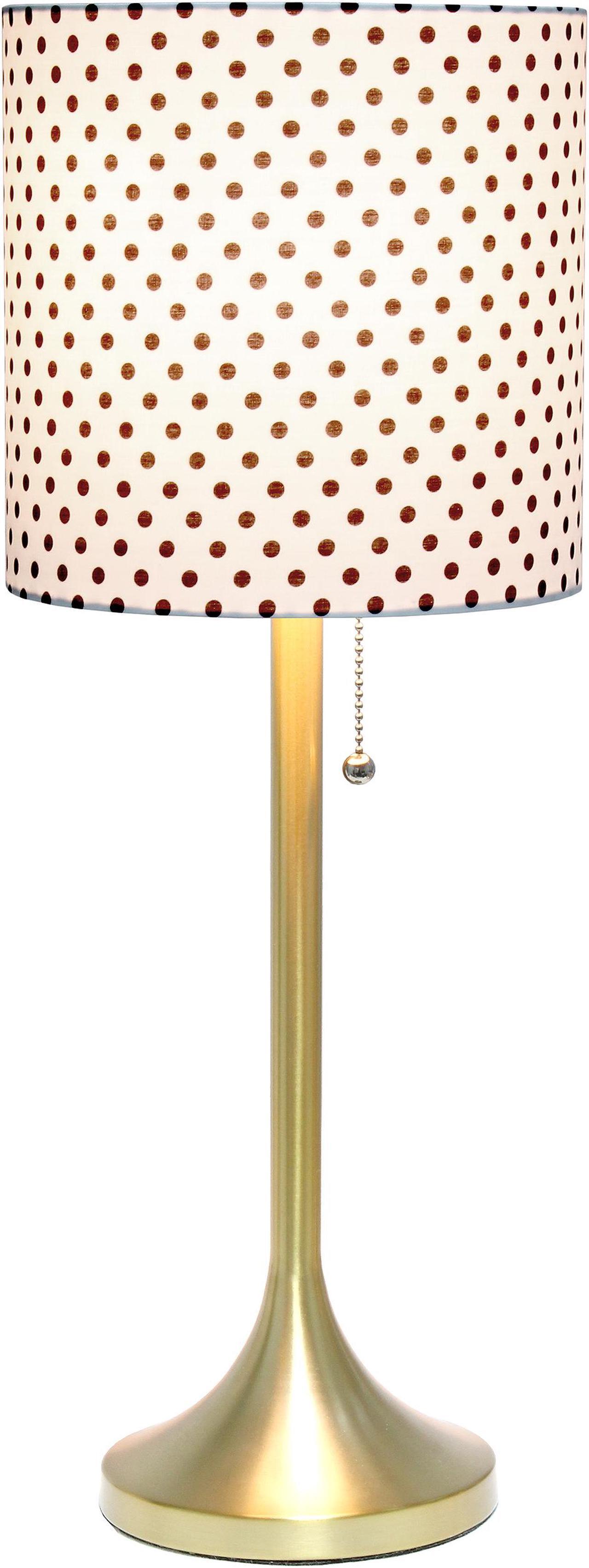 Alt view image 2 of 20 - Simple Designs Gold Tapered Table Lamp with Polka Dot Fabric Drum Shade