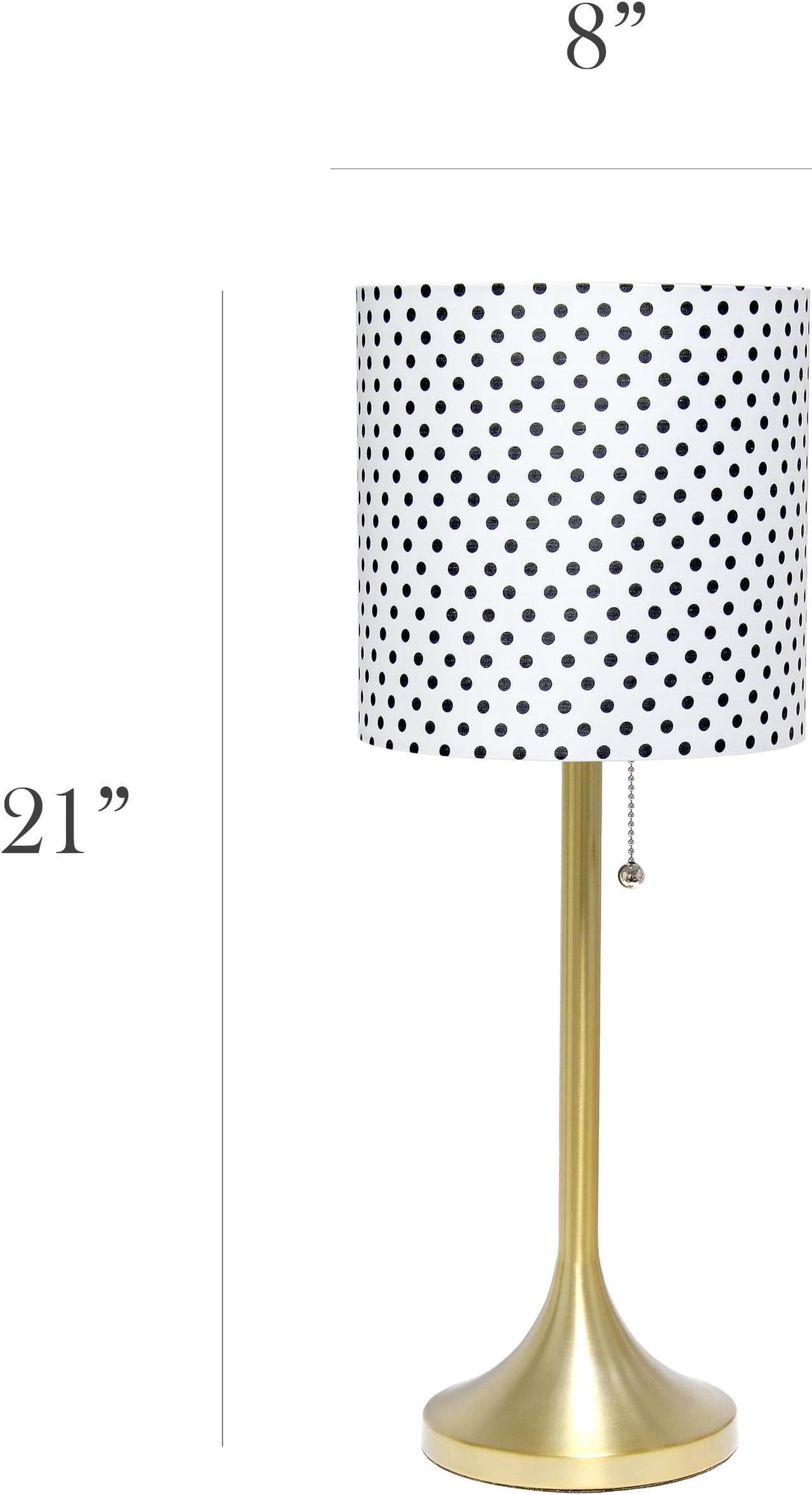 Alt view image 6 of 20 - Simple Designs Gold Tapered Table Lamp with Polka Dot Fabric Drum Shade