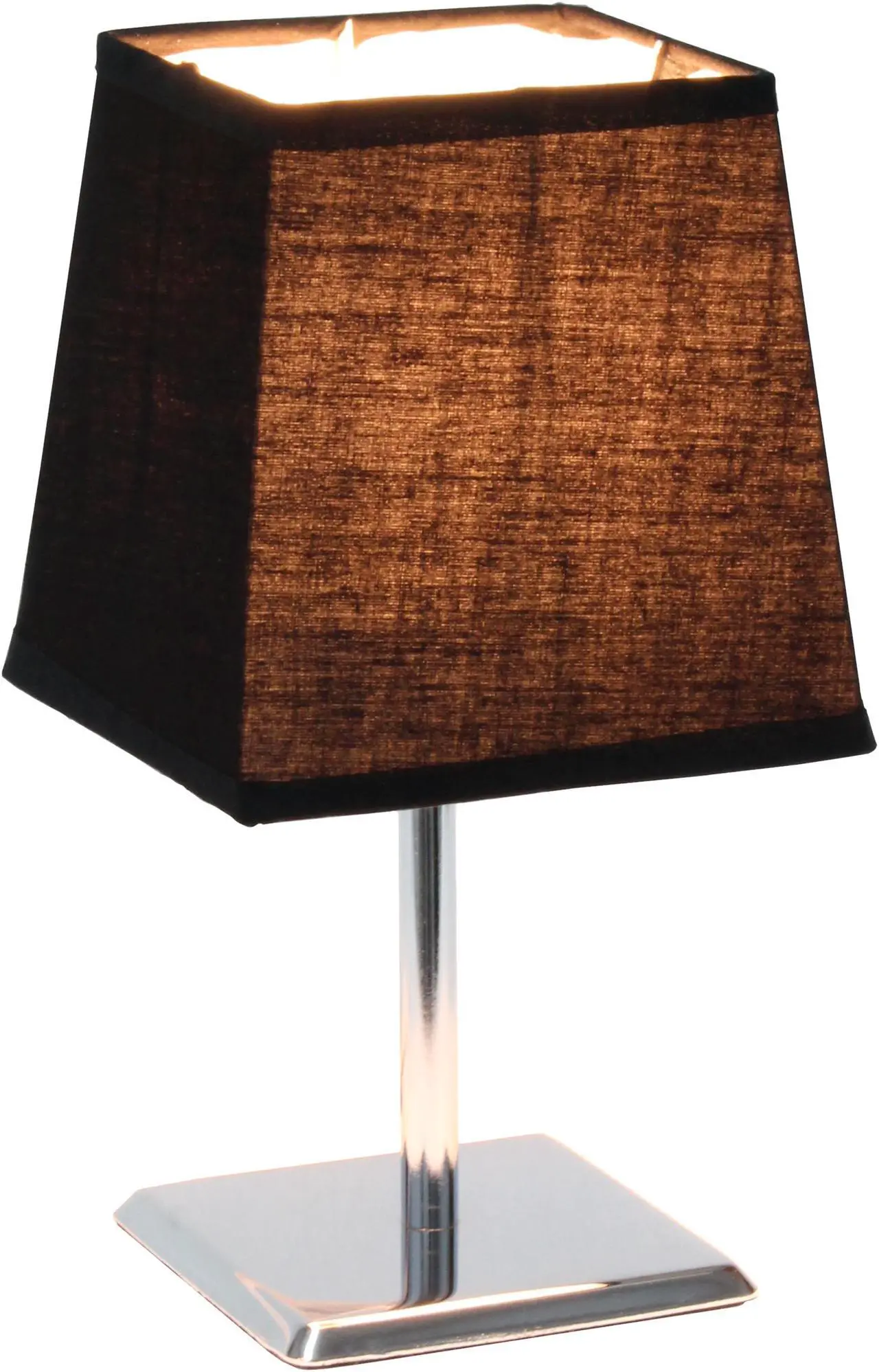 Alt view image 2 of 15 - Simple Designs Mini Chrome Table Lamp with Squared Empire Fabric Shade LT2062-BLK