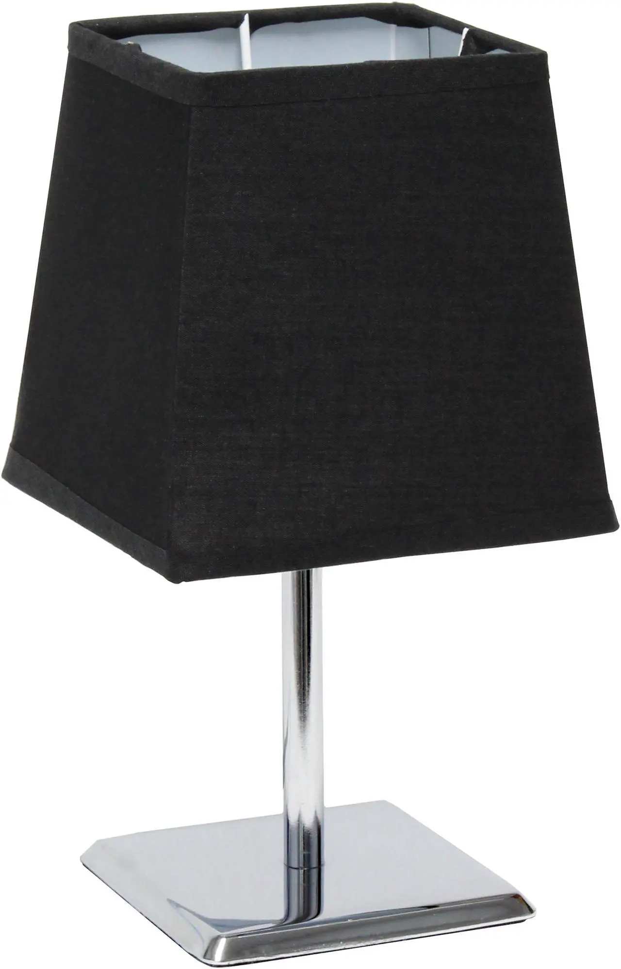 Main image of Simple Designs Mini Chrome Table Lamp with Squared Empire Fabric Shade LT2062-BLK