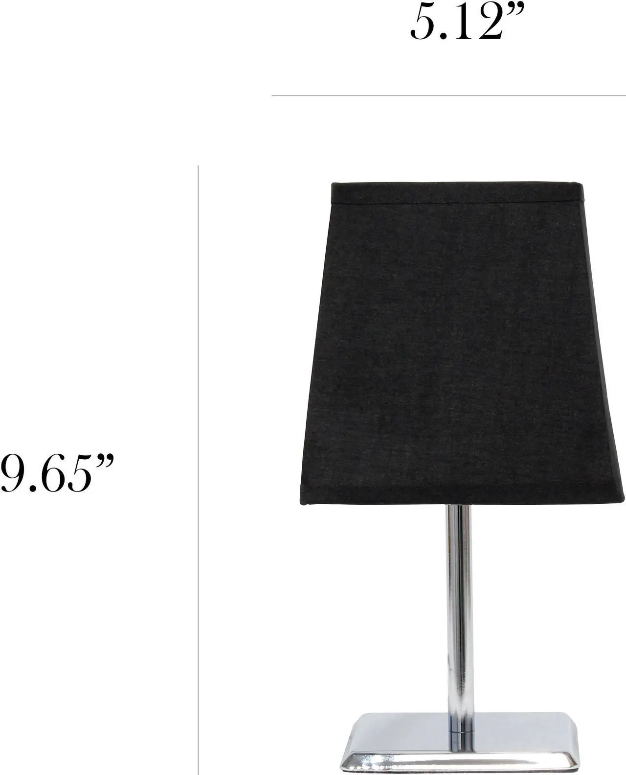Alt view image 5 of 15 - Simple Designs Mini Chrome Table Lamp with Squared Empire Fabric Shade LT2062-BLK
