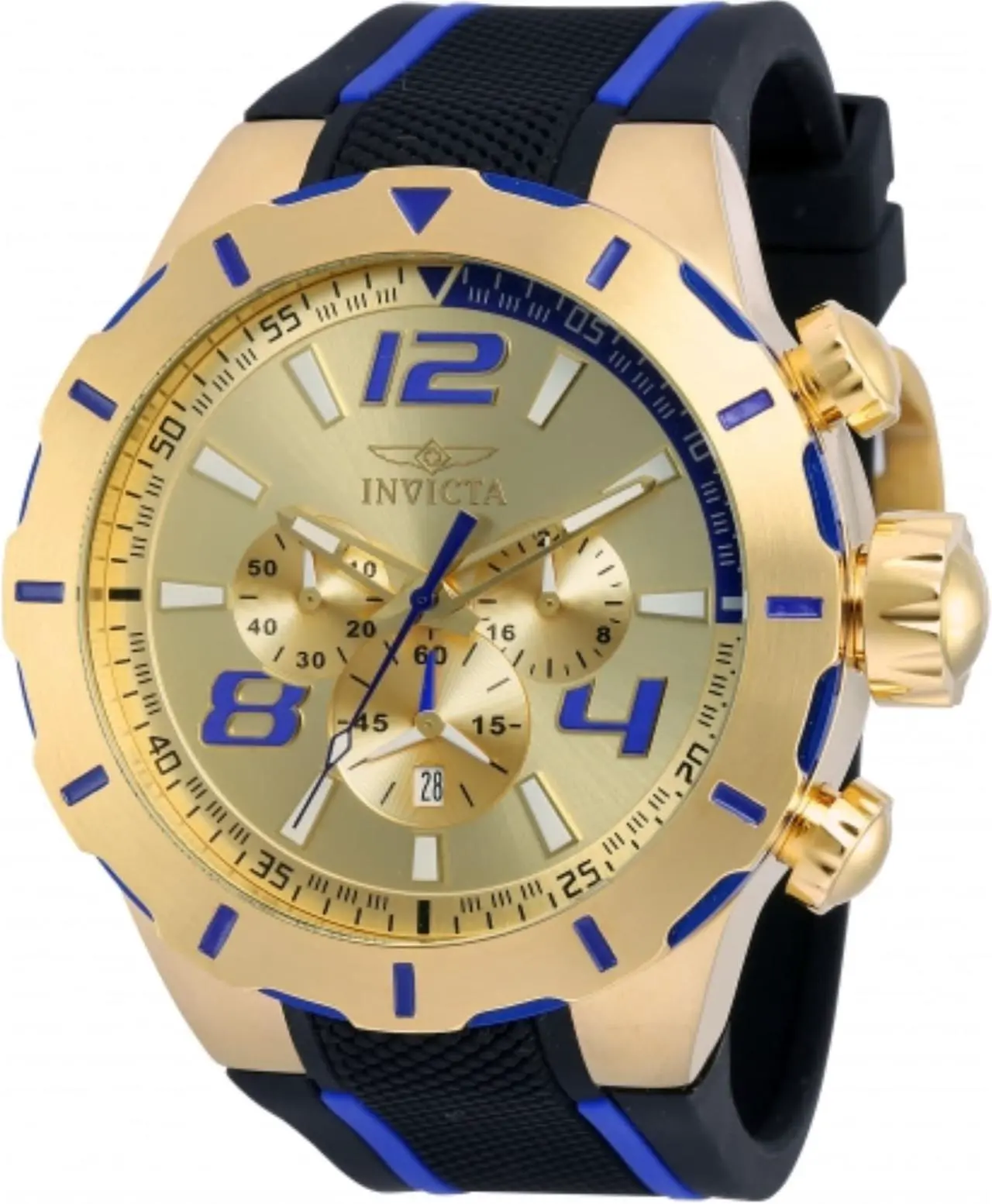Alt view image 16 of 17 - Invicta 20107 Men's S1 Rally Chrono Black Polyurethane Gold-Tone Dial Blue Accents Watch