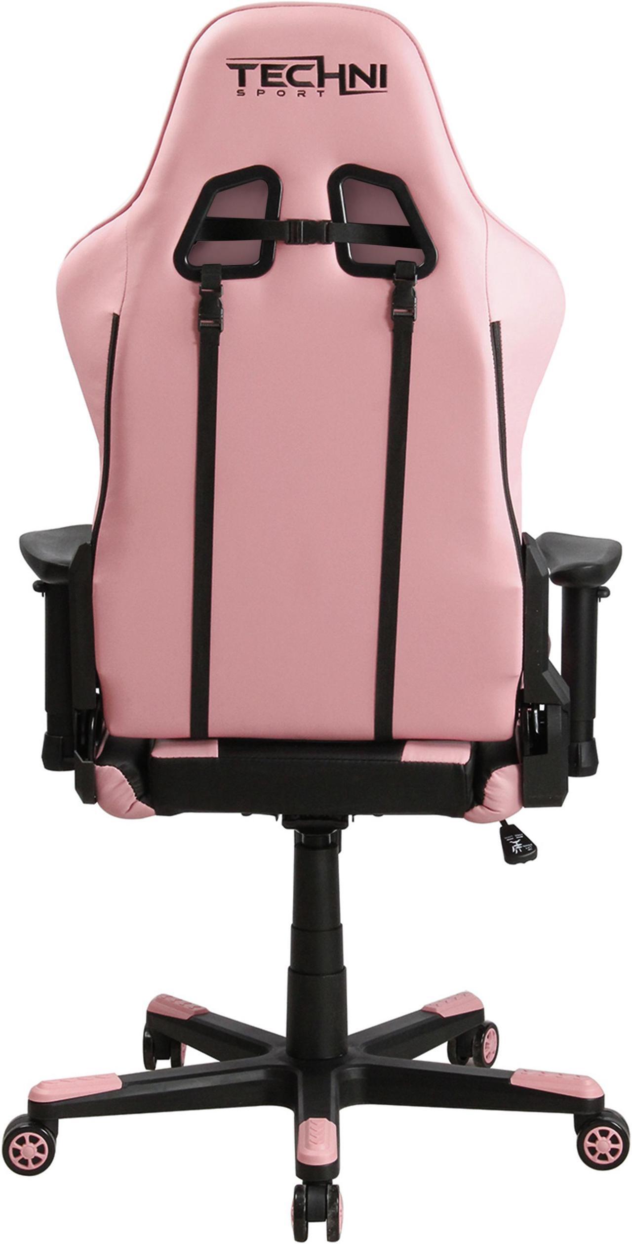 Alt view image 11 of 20 - Techni Sport TS43 High Back Racing Chair with Padded Arms, PC Gaming Chair with Height and Tilt Adjustment, Pink