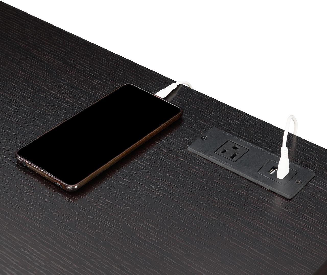 Alt view image 11 of 11 - Newport 2 Drawer Desk With Charging Station, Espresso/Black