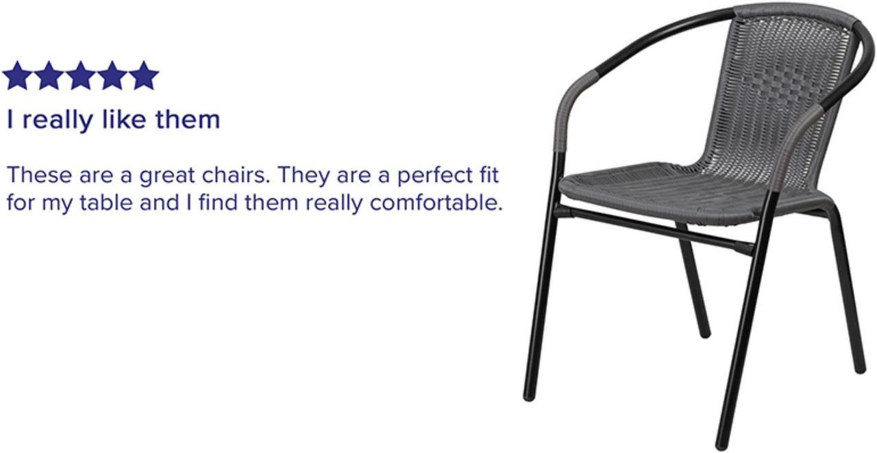 Alt view image 4 of 15 - Lila 2 Pack Gray Rattan Indoor-Outdoor Restaurant Stack Chair