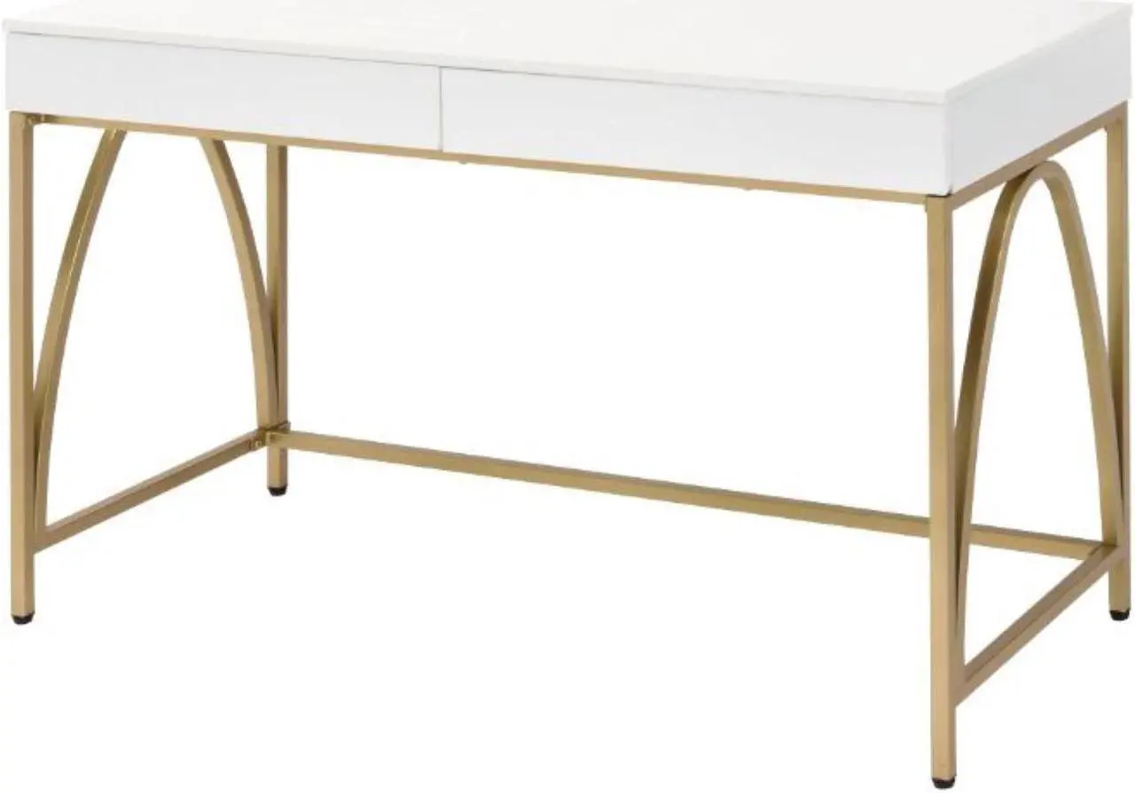 Main image of Desk, White High Gloss & Gold