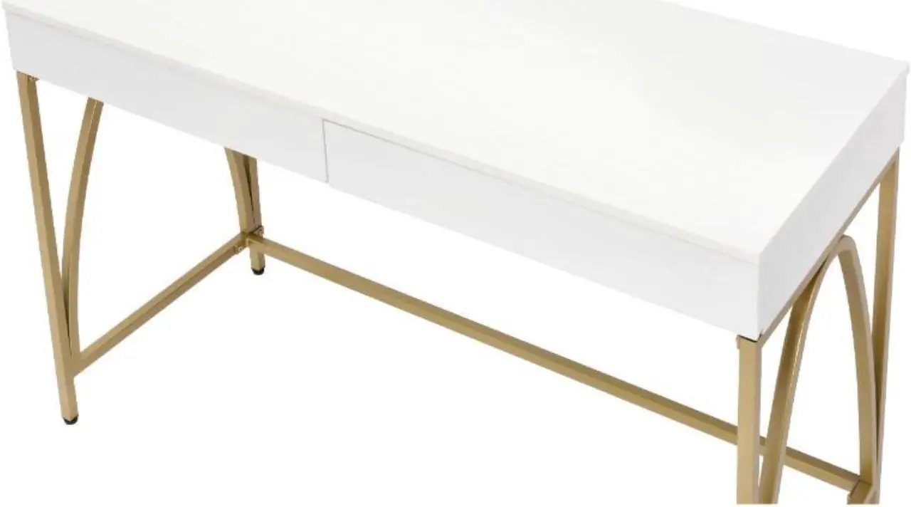 Alt view image 3 of 6 - Desk, White High Gloss & Gold
