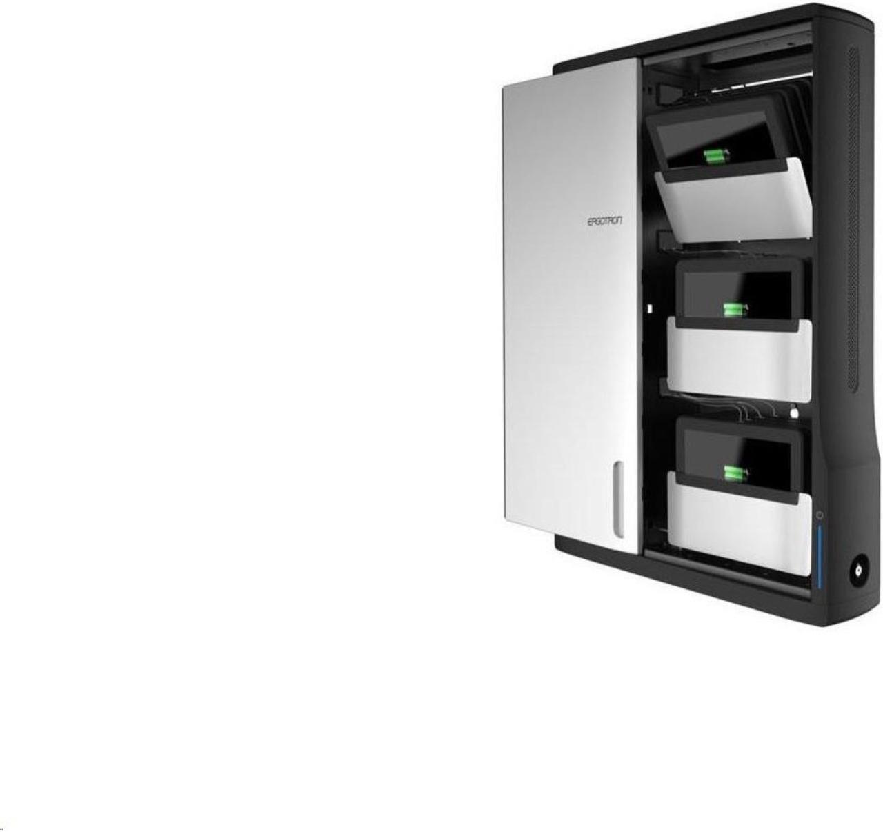 Alt view image 11 of 11 - Ergotron Zip12 Charging Wall Cabinet - Up to 12" Screen Support - 44.40 lb Load Capacity - 35.6" Height x 26.4" Width x 5.9" Depth - Wall Mountable - Steel - Black, Silver