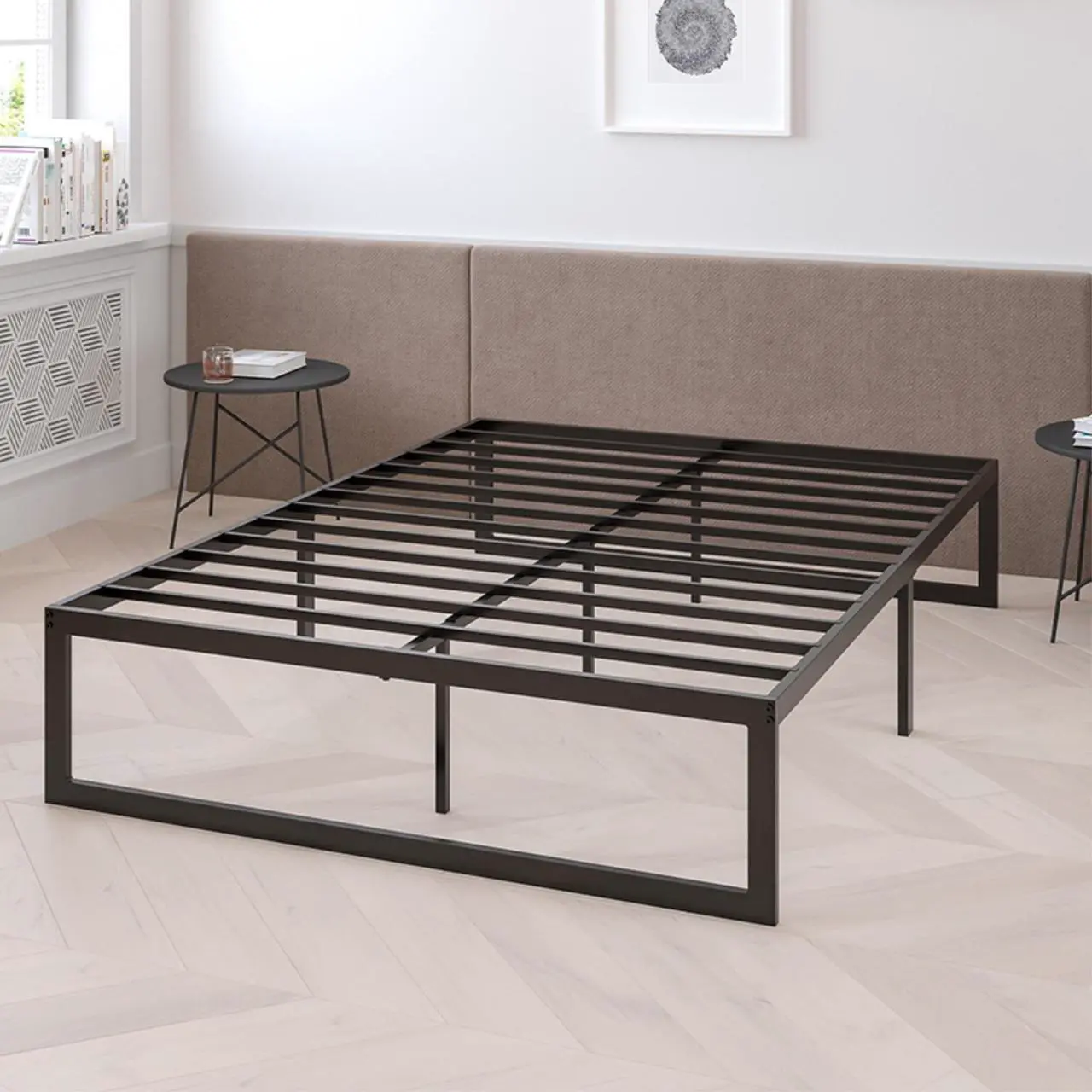 Alt view image 16 of 20 - 14 Inch Metal Platform Bed Frame with 10 Inch Pocket Spring Mattress in a Box (No Box Spring Required) - King