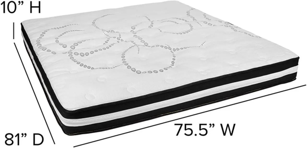 Alt view image 19 of 20 - 14 Inch Metal Platform Bed Frame with 10 Inch Pocket Spring Mattress in a Box (No Box Spring Required) - King