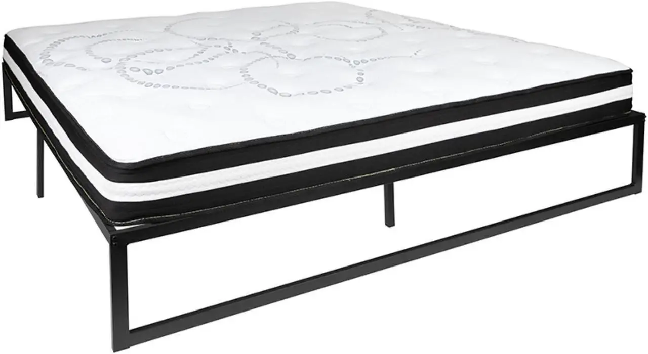 Alt view image 15 of 20 - 14 Inch Metal Platform Bed Frame with 10 Inch Pocket Spring Mattress in a Box (No Box Spring Required) - King