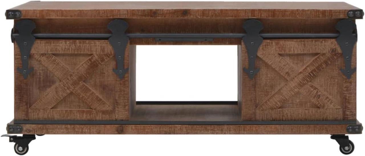 Alt view image 9 of 15 - vidaXL Coffee Table Sofa End Table Side Table Solid Wood Fir Brown 35.8 Inch