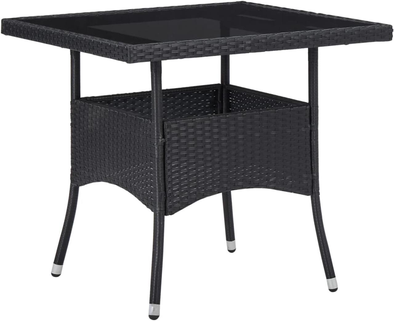 Alt view image 5 of 10 - vidaXL Outdoor Dining Table Garden Patio Table with Glass Top PE Rattan Black