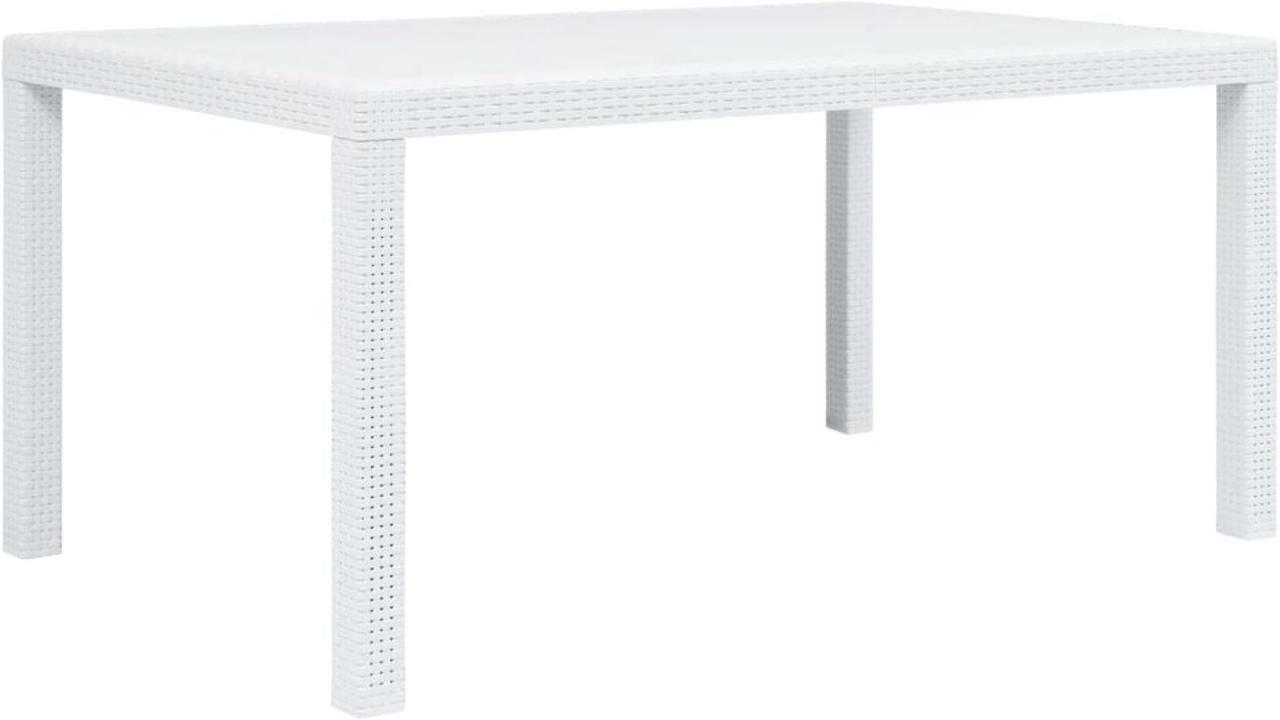 Alt view image 5 of 11 - vidaXL Patio Table White 59" Plastic Rattan Look Garden Table Camping Table