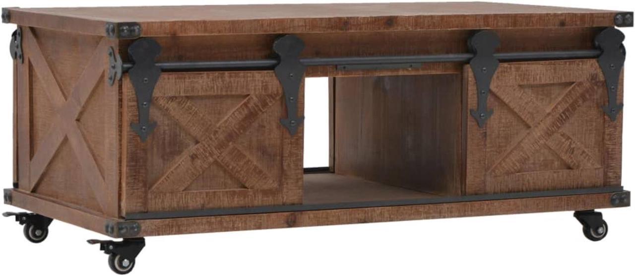 Alt view image 8 of 15 - vidaXL Coffee Table Sofa End Table Side Table Solid Wood Fir Brown 35.8 Inch
