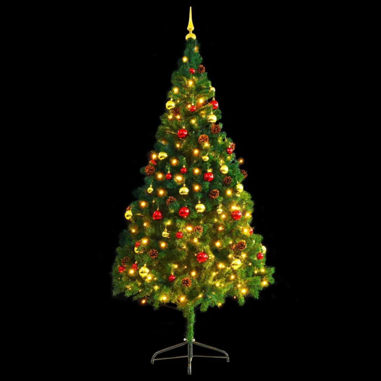 Alt view image 8 of 13 - vidaXL Artificial Pre-lit Christmas Tree with Baubles Xmas Tree Decoration Green