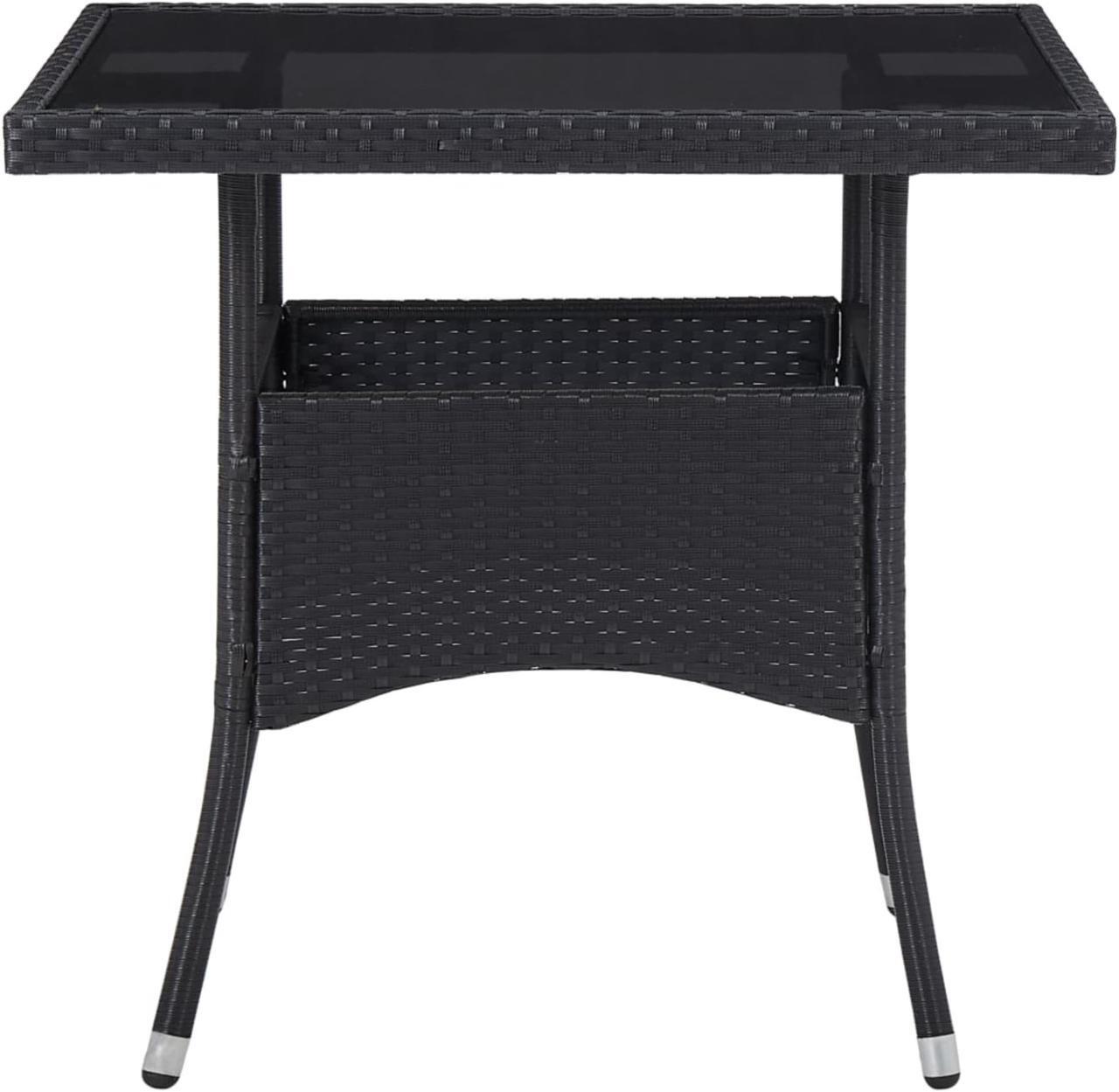 Alt view image 6 of 10 - vidaXL Outdoor Dining Table Garden Patio Table with Glass Top PE Rattan Black