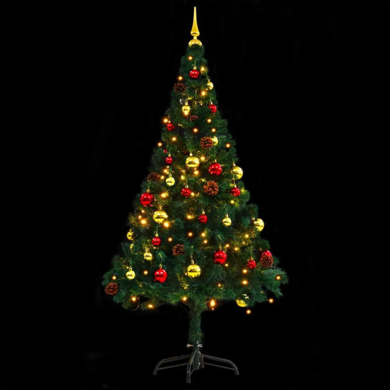 Alt view image 9 of 13 - vidaXL Artificial Pre-lit Christmas Tree with Baubles Xmas Tree Decoration Green