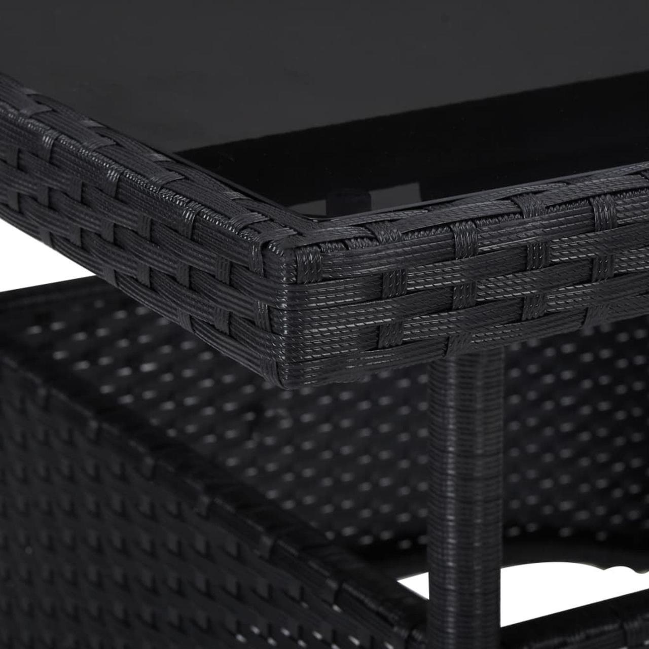 Alt view image 7 of 10 - vidaXL Outdoor Dining Table Garden Patio Table with Glass Top PE Rattan Black